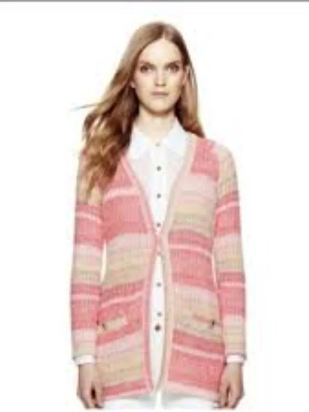 Tory Burch Erin Striped Open Front Cardigan s